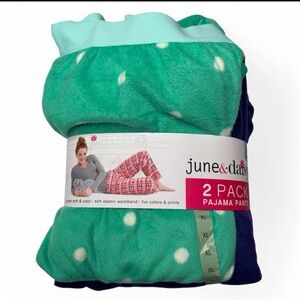 June &‎ Daisy Womens Sz XL Pajama Lounge Pants Mint Green Dk Purple 2 Pairs NWT
